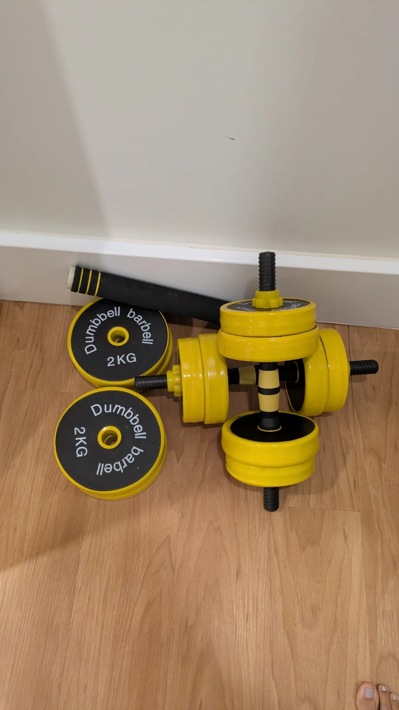 Adjustable Dumbbell Set with Barbell Attachment
