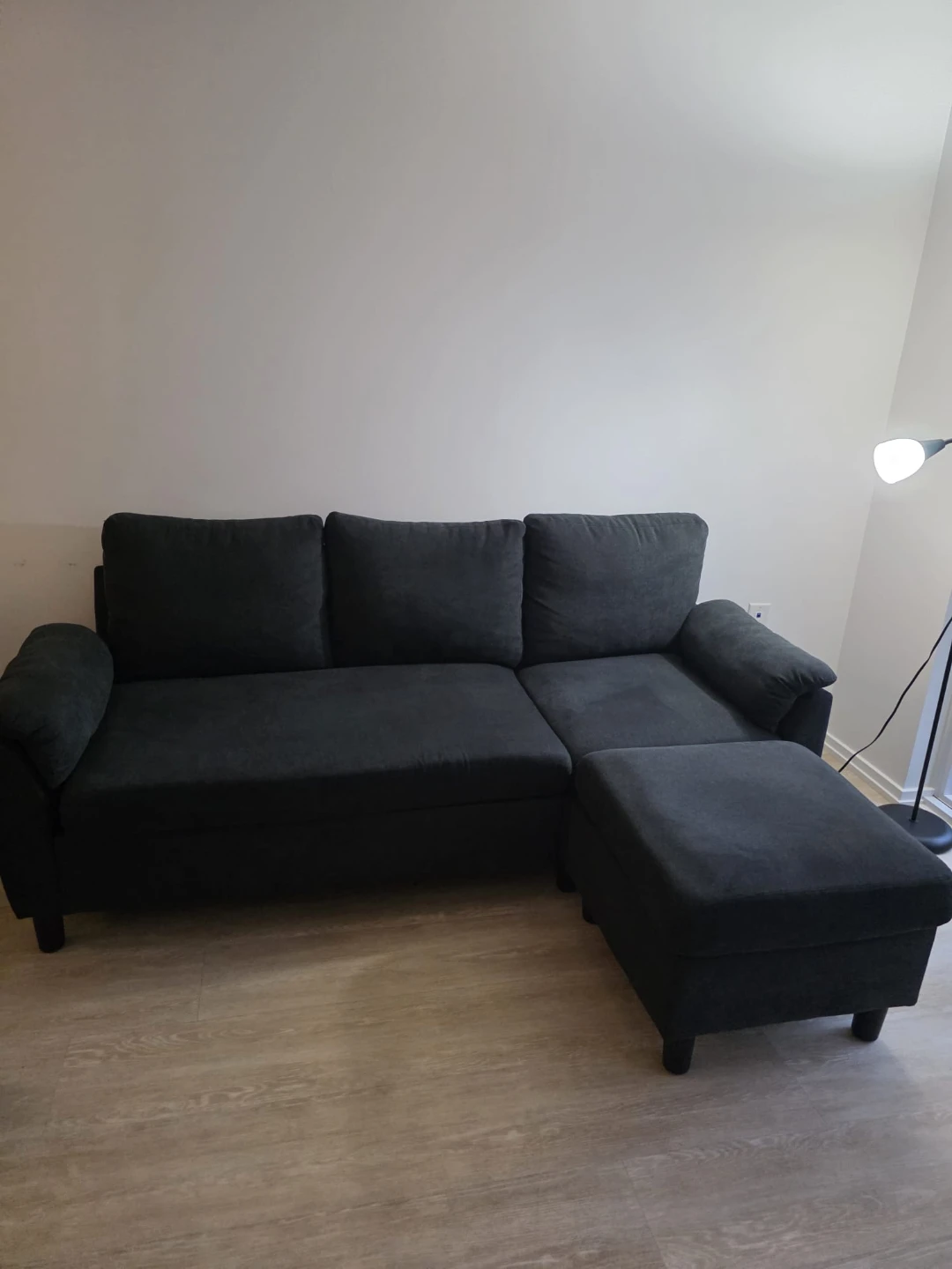 Dark Grey Sectional Sofa with Ottoman