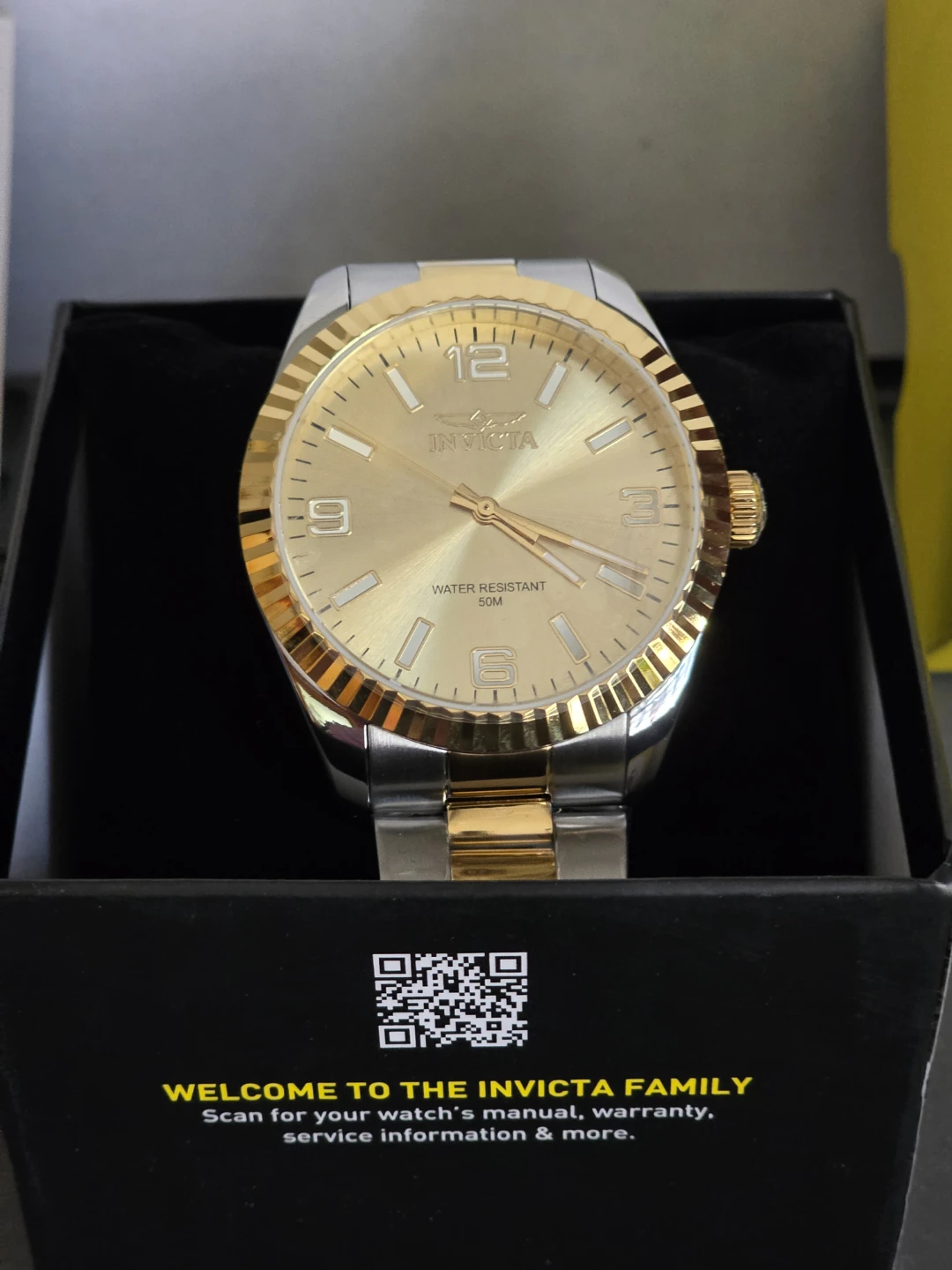 Authentic Invicta 47457 Quartz, Gold Dial Stainless Steel 43mm