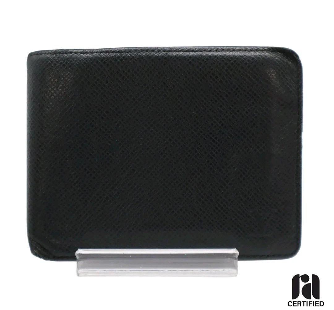 Louis Vuitton Black Taiga Bi-Fold Wallet