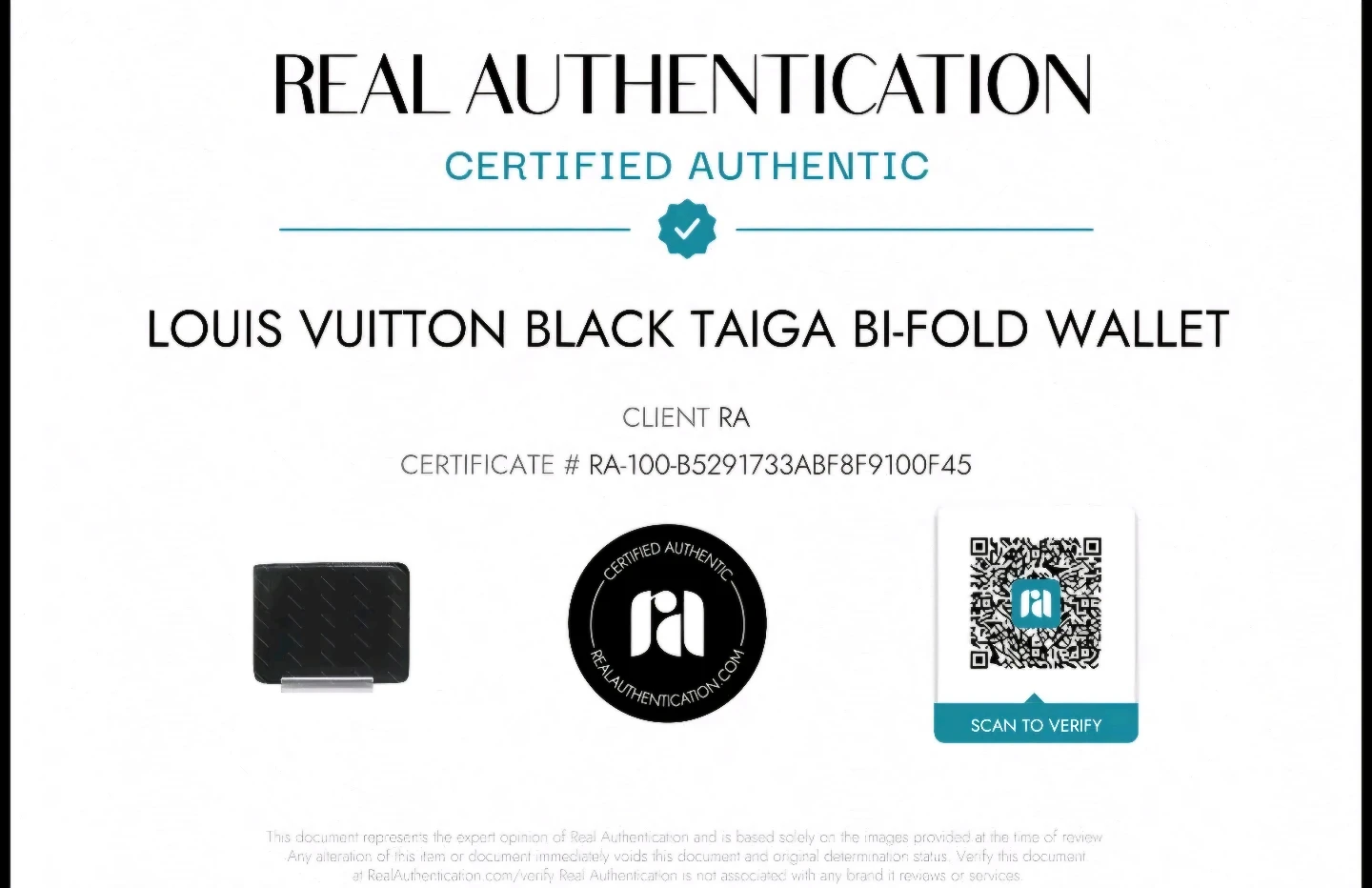 Louis Vuitton Black Taiga Bi-Fold Wallet - photo 2