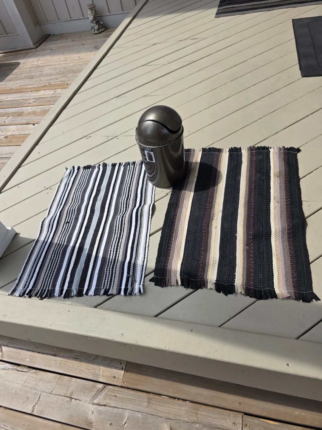 Woven Striped Accent Rugs - Set of 2 & Bin - photo 2