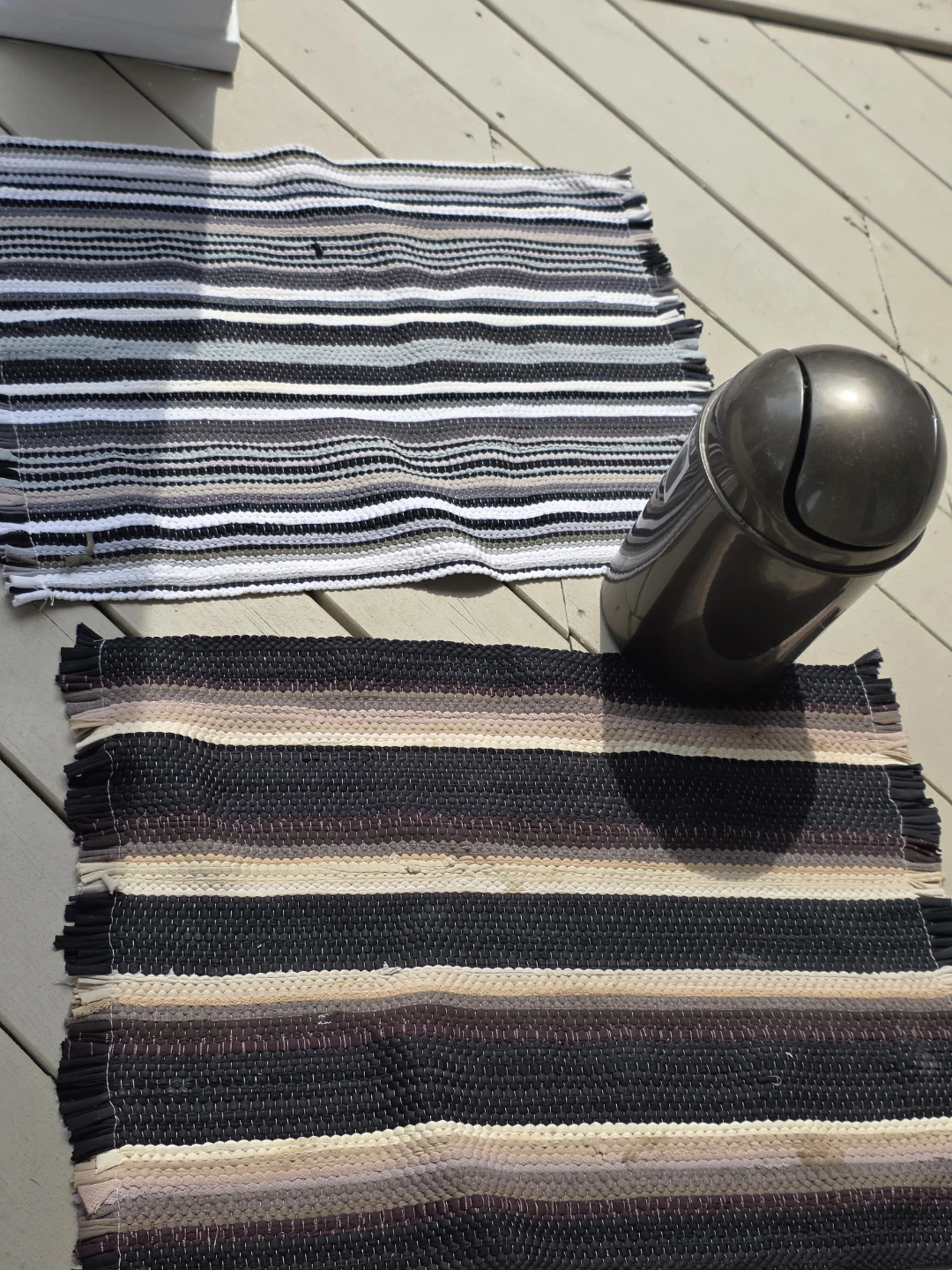 Woven Striped Accent Rugs - Set of 2 & Bin - photo 3