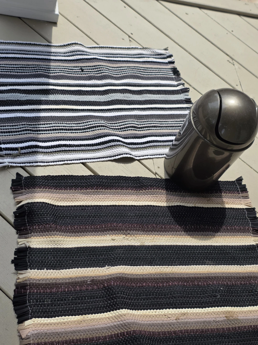 Woven Striped Accent Rugs - Set of 2 & Bin - photo 4