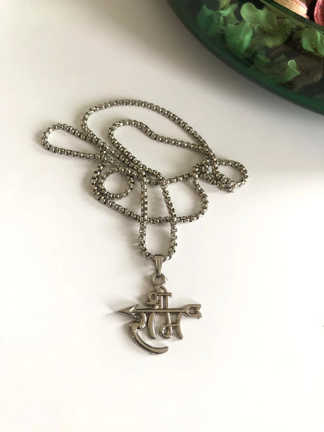 Silver Tone "Ram" Pendant Necklace