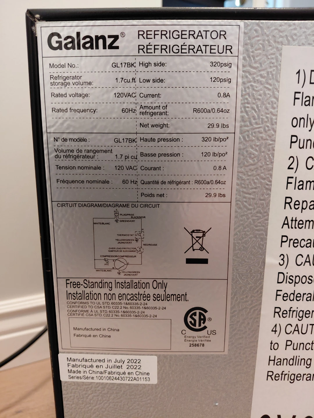 Galanz GL17BK Mini Fridge - photo 5