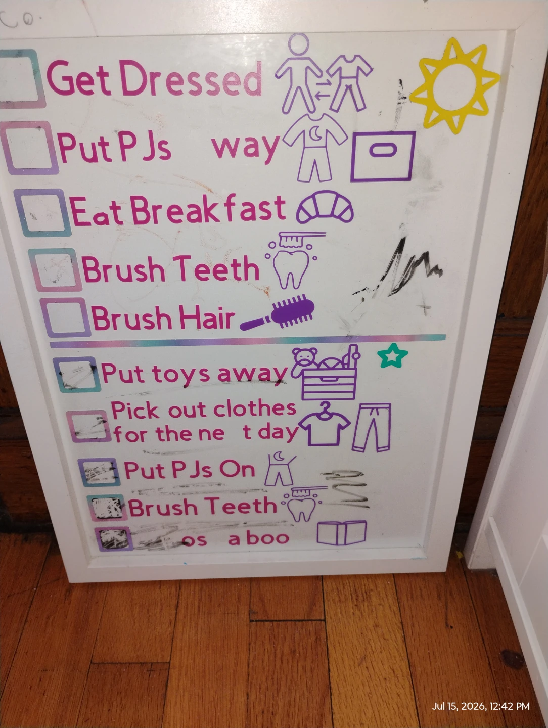 Dry Erase Chore Chart / Routine Board