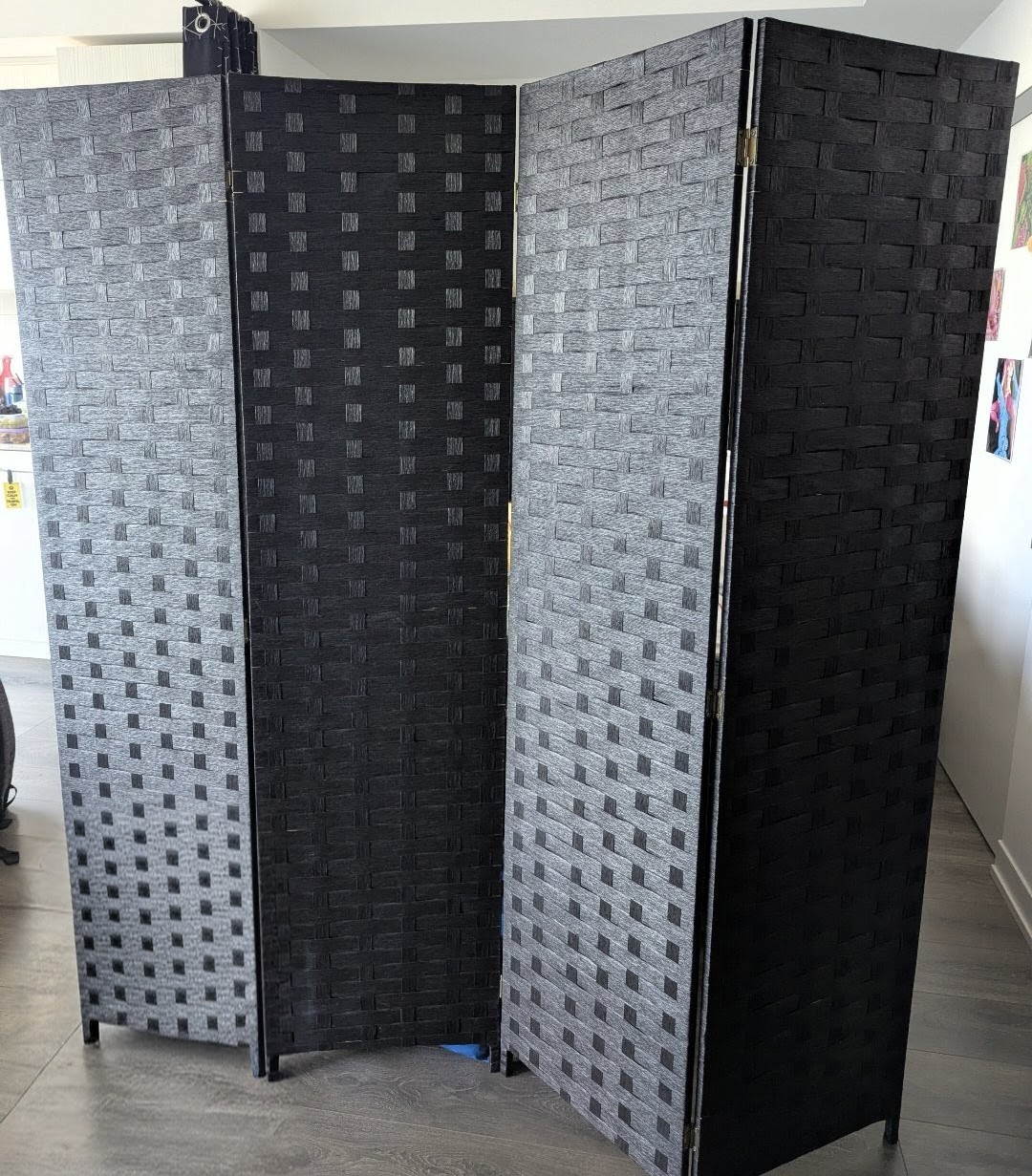 Black 3-Panel Room Divider Screen