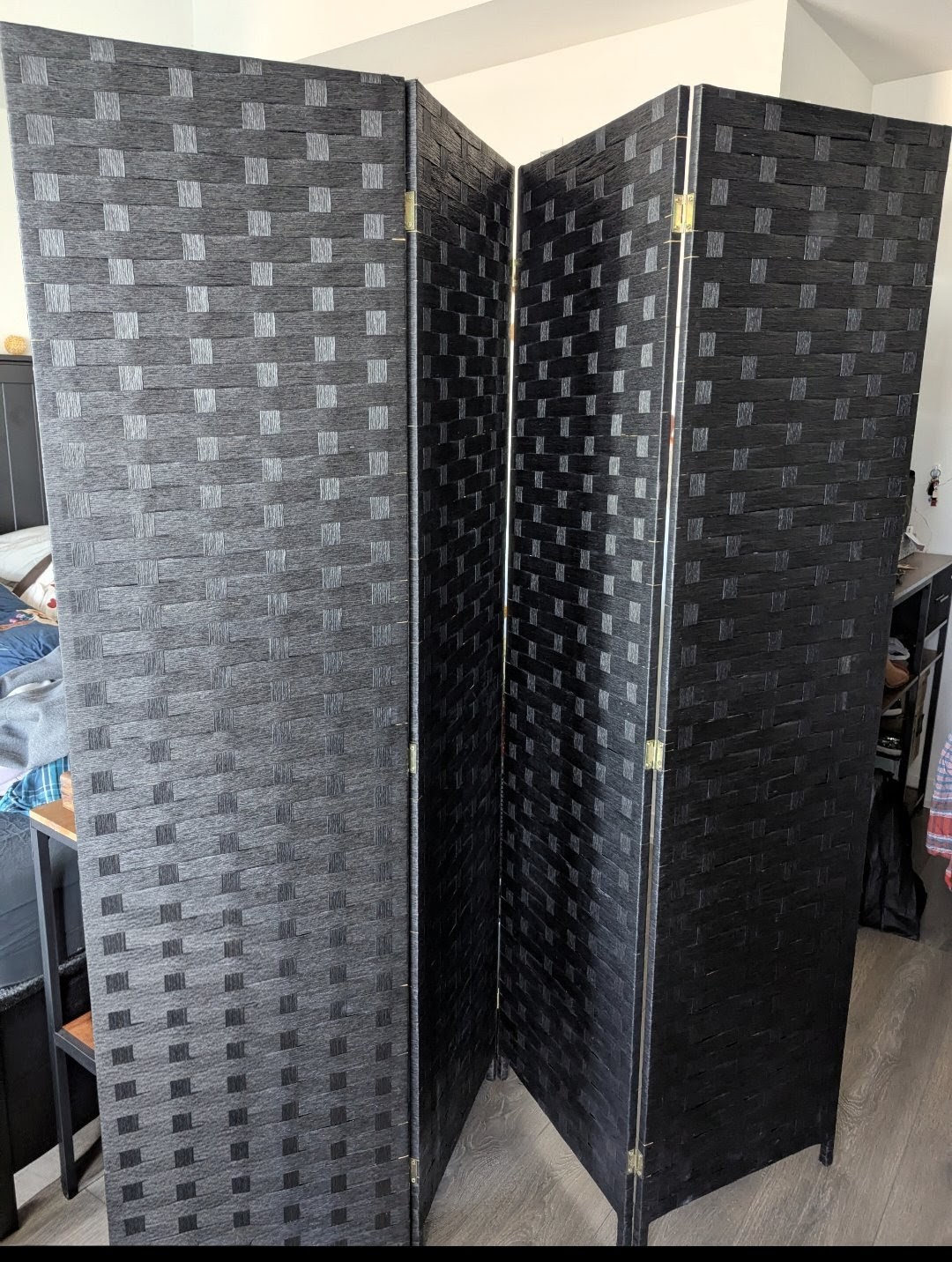 Black 3-Panel Room Divider Screen - photo 2