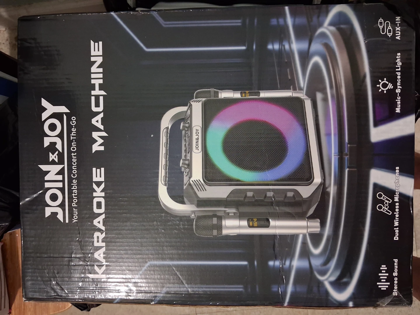 JOIN&JOY Portable Karaoke Machine with Dual Wireless Microphones