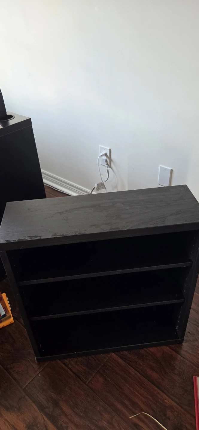 Black Ikea Desk with Drawers plus matching shelf - photo 3