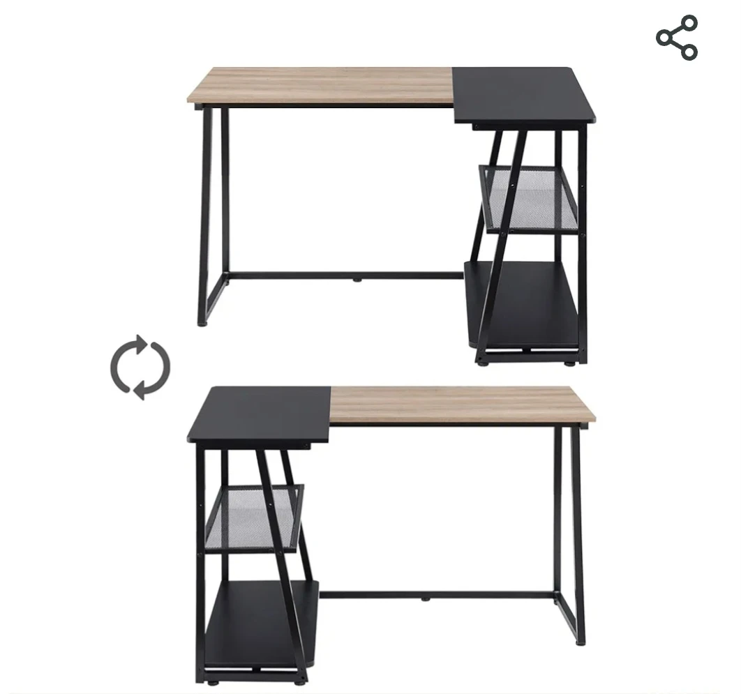 HOMOO L-Shaped Desk with Shelves - photo 2