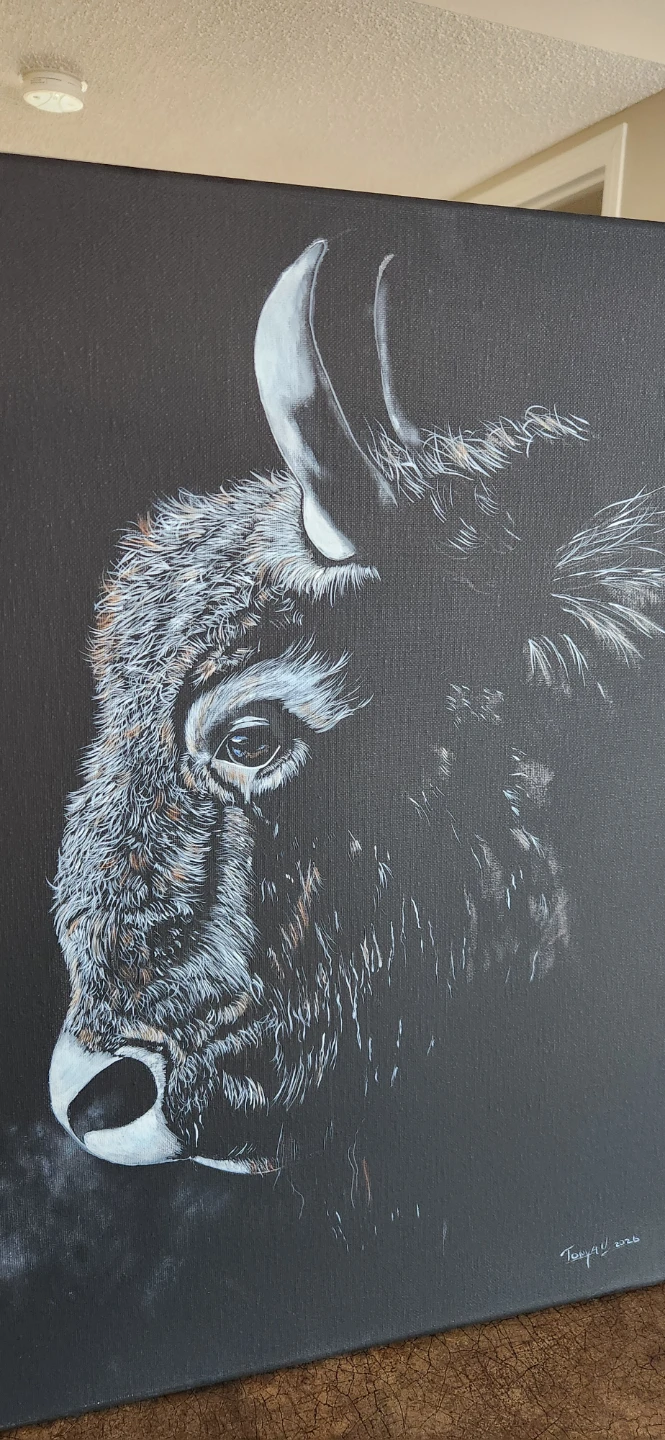 Canvas Painting of a Bison