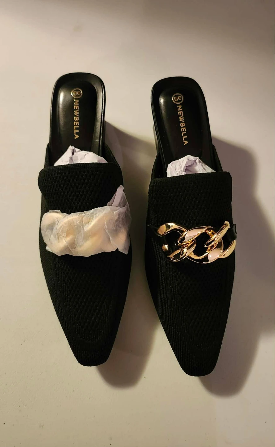 NEWBELLA Black Mules with Gold Chain Detail - photo 2