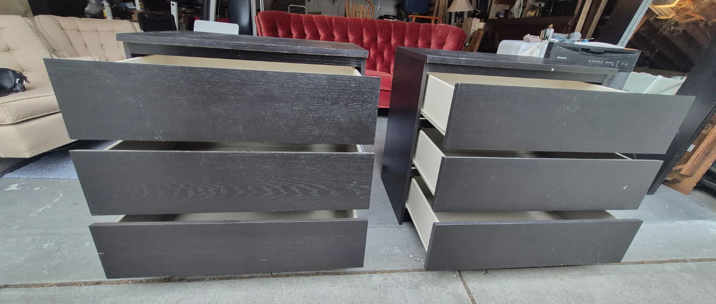 Black 3-Drawer Dressers (2) - IKEA MALM style - photo 2