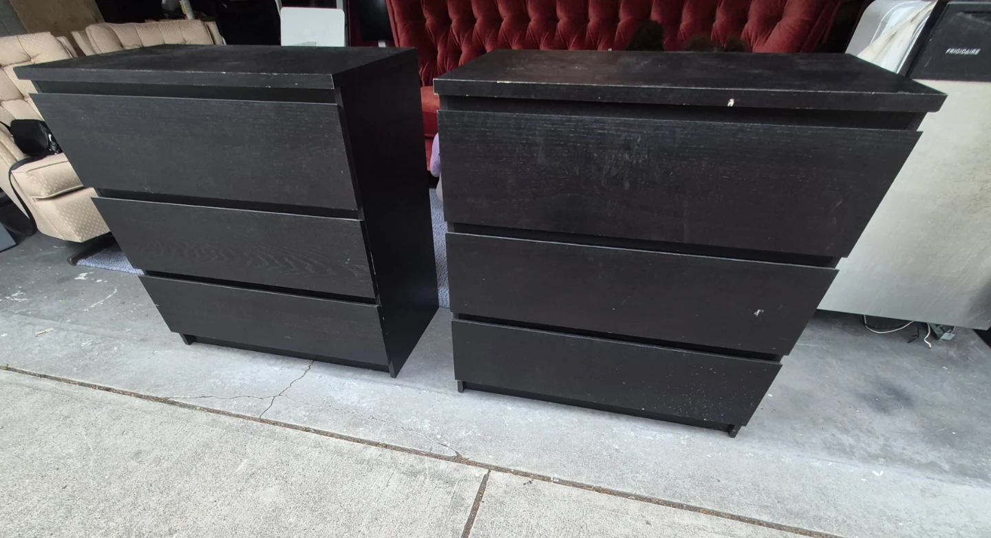 Black 3-Drawer Dressers (2) - IKEA MALM style - photo 5