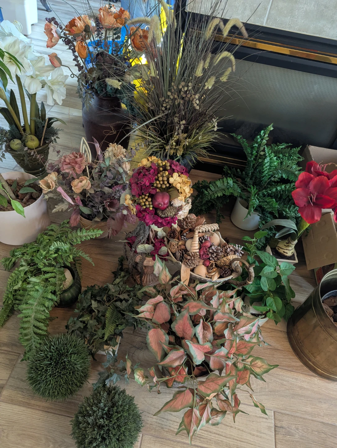 Assorted Artificial Plants and Floral Arrangements