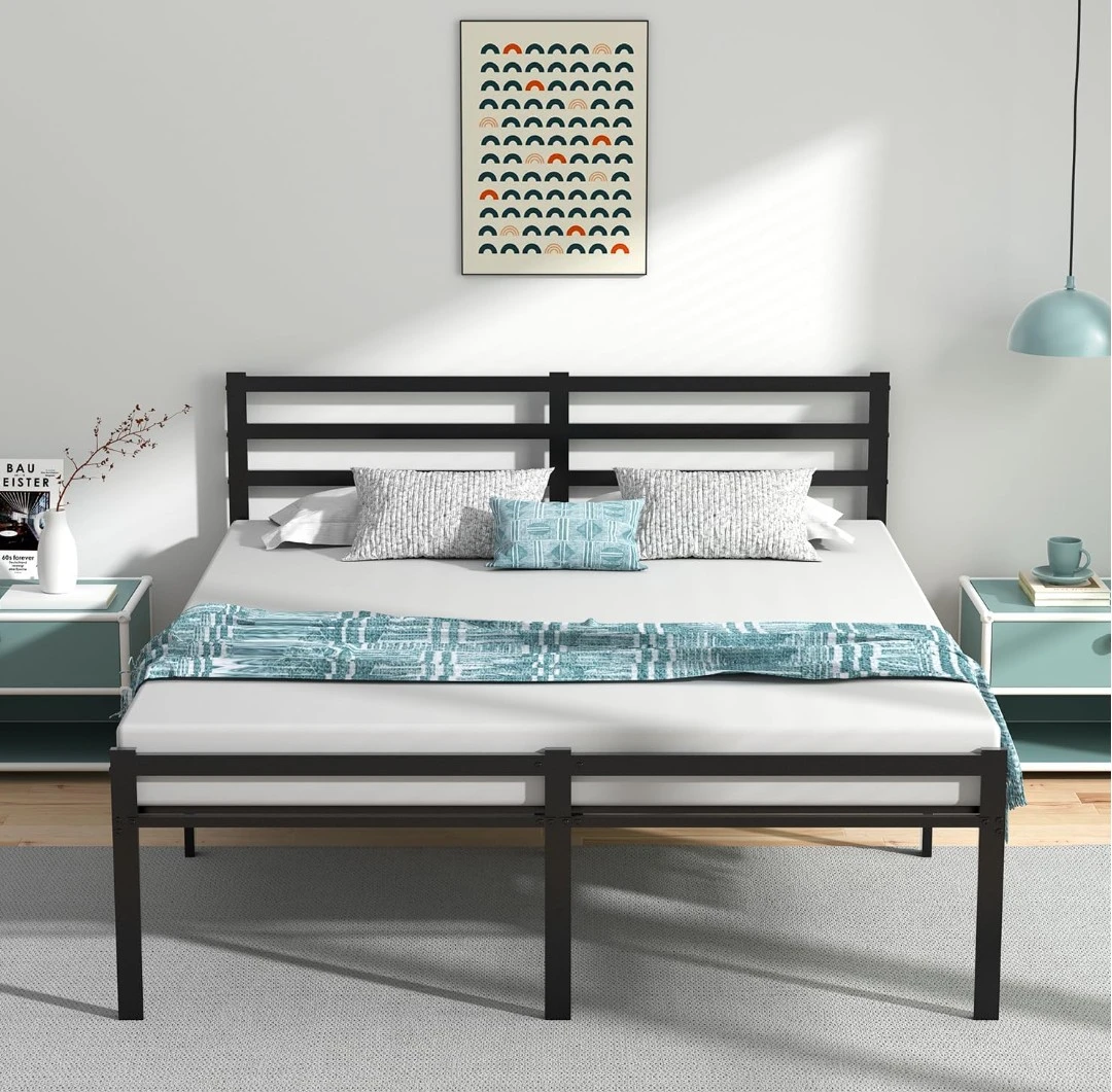 Queen Metal  Bed Frame with Headboard and Footboard