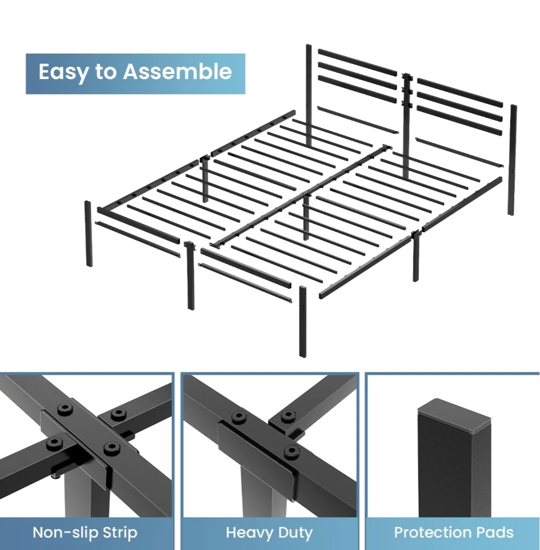 Queen Metal  Bed Frame with Headboard and Footboard - photo 4