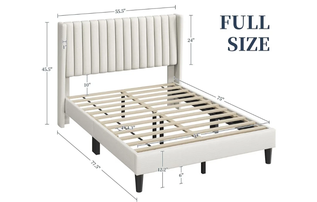 Full Size Bed Frame w Upholstered Headboard-Full size mattress - photo 3