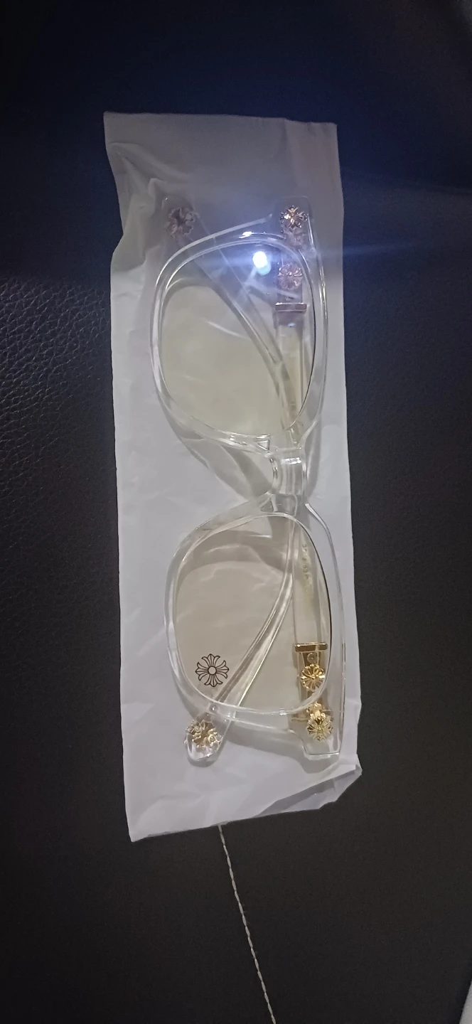 Chrome Hearts Clear Glasses with Gold Accents