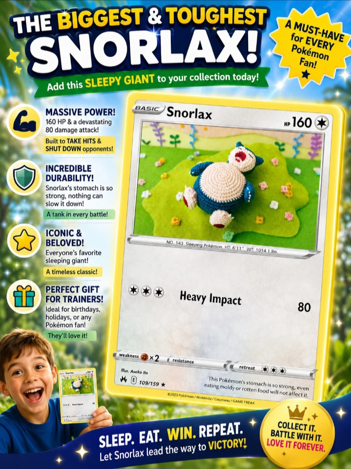Pokemon Snorlax Crochet Art Trading Card
