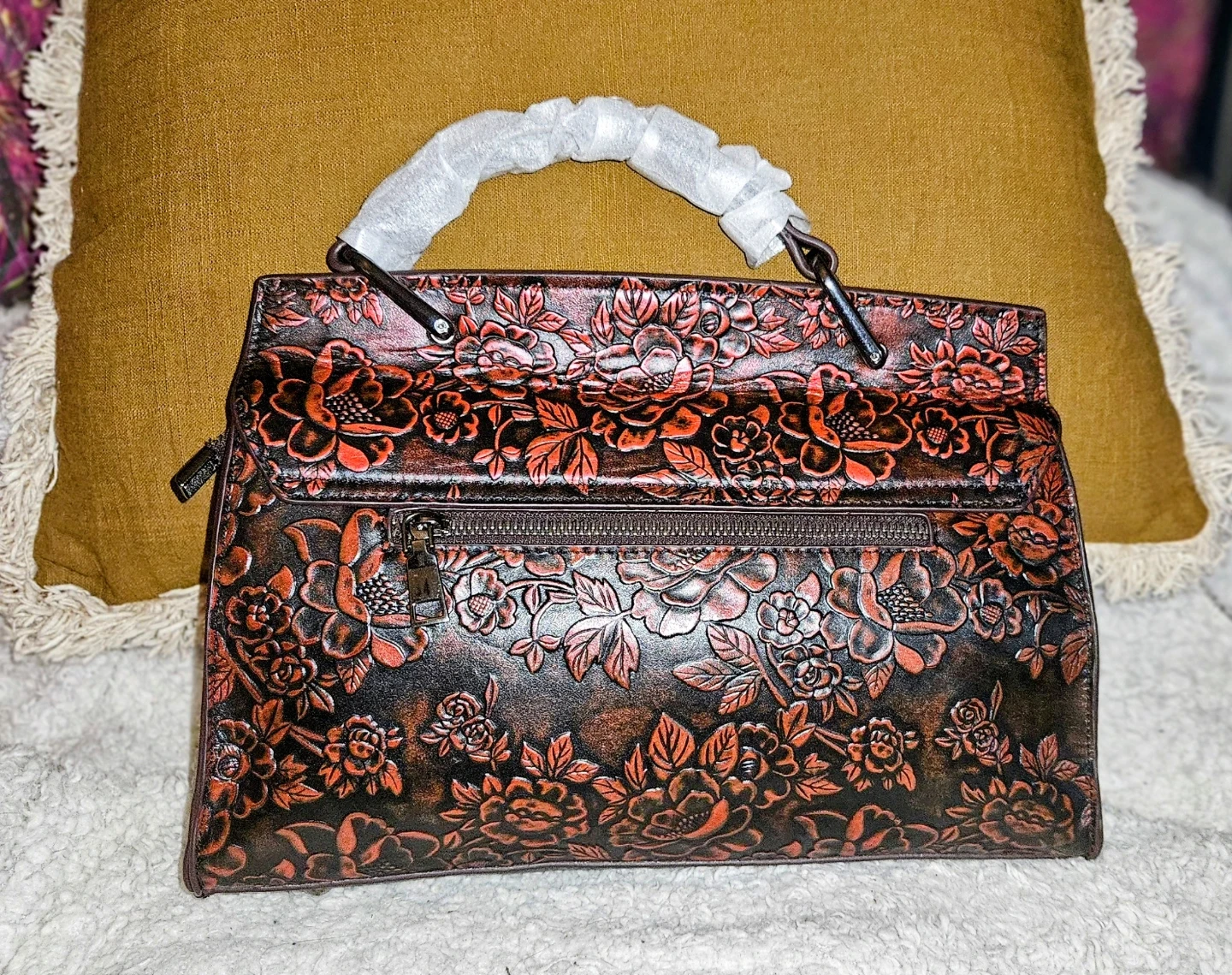 Embossed Floral Handbag - photo 5