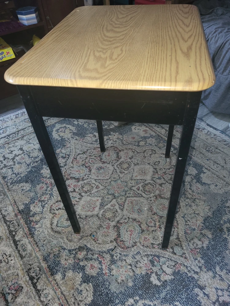 Wooden School Desk with Black Frame