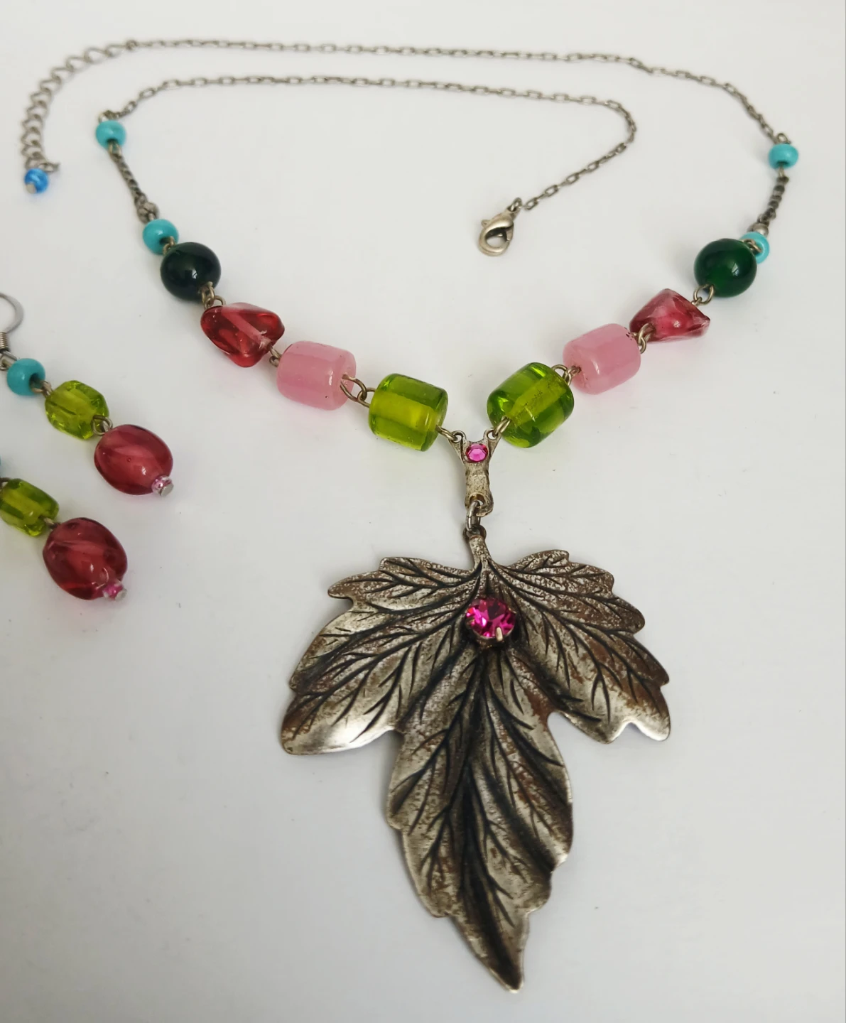Leaf Pendant Necklace and Earring Set - photo 3