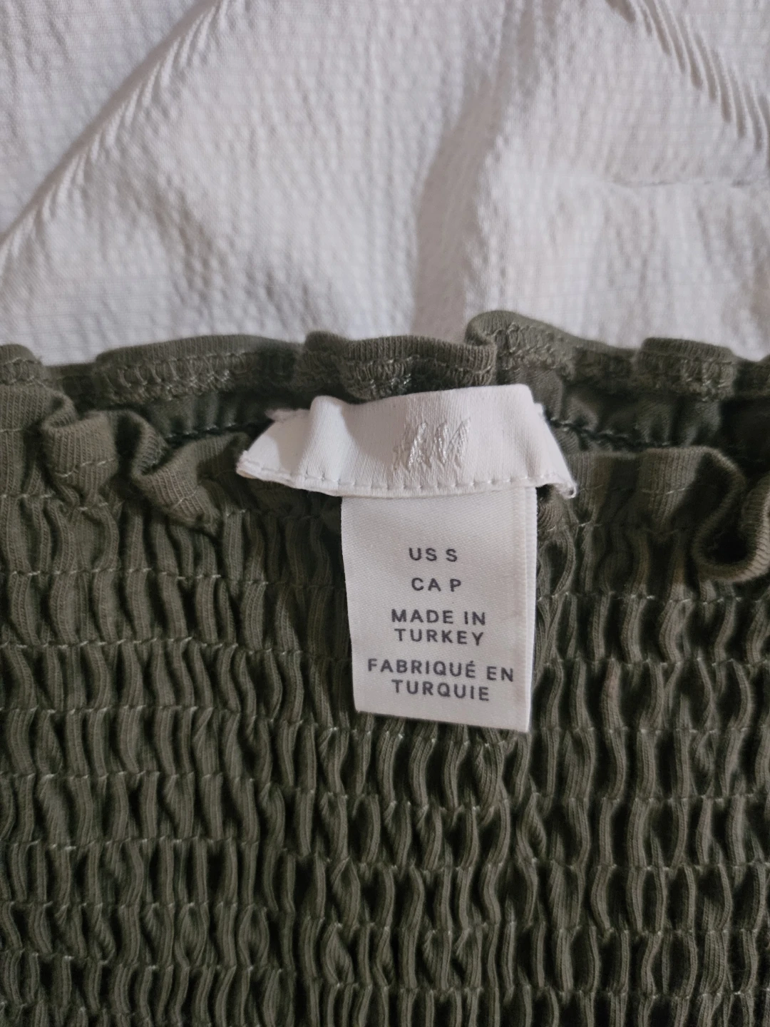 Olive Green Shirred Tie-Strap Peplum Top - photo 2