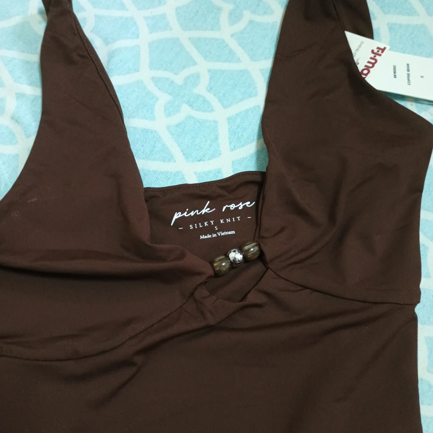 Pink Rose Silky Knit Tank Top Coffee Bean S - photo 3