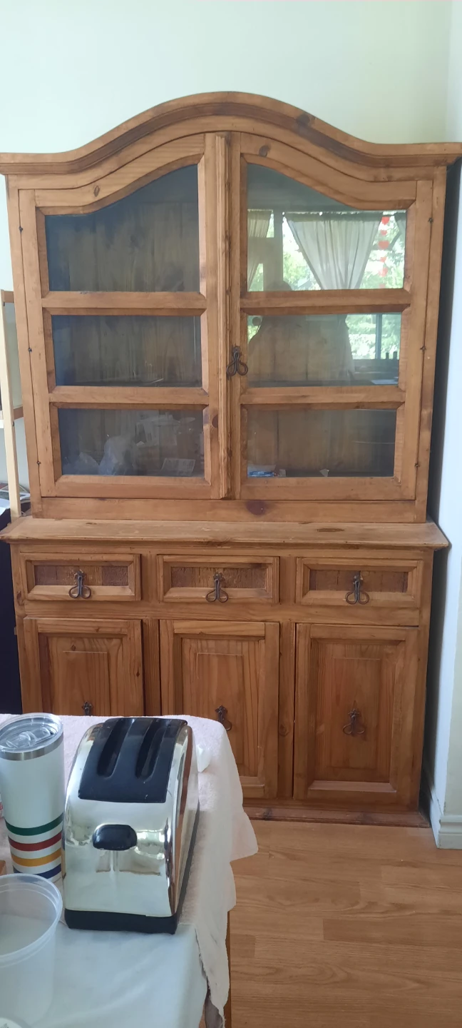 Mexican Pine Cabinet with Glass Doors