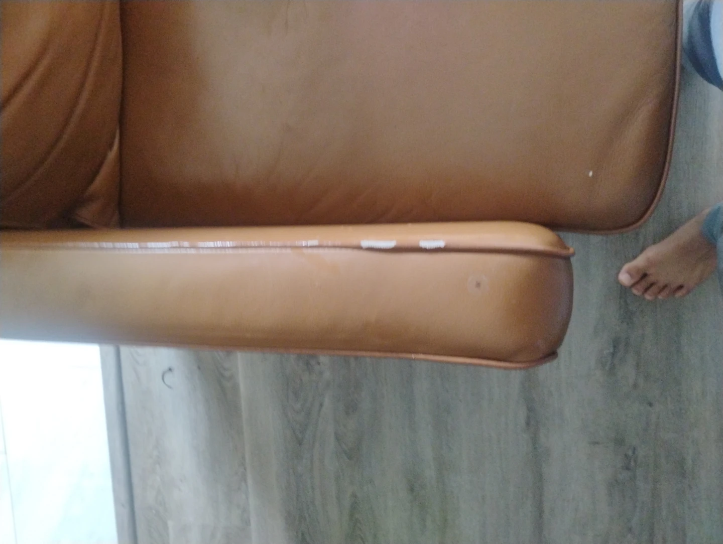 Brown Leather 3-Seater Sofa - photo 2