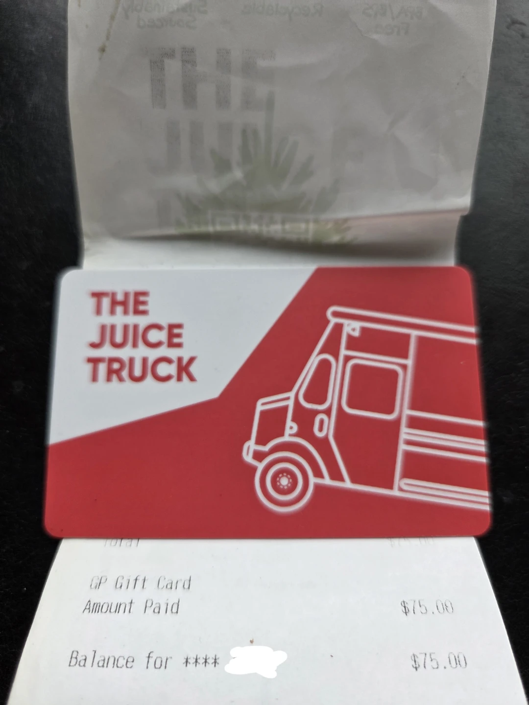 $75 Juice Truck Gift card
