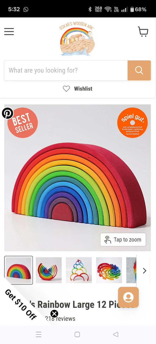 Oskar's Wooden Ark Rainbow Large 12 Piece