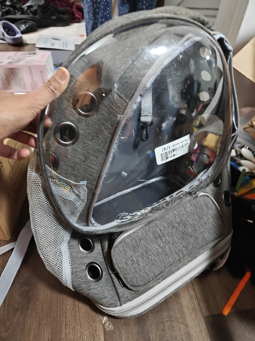 Grey Pet Carrier Backpack