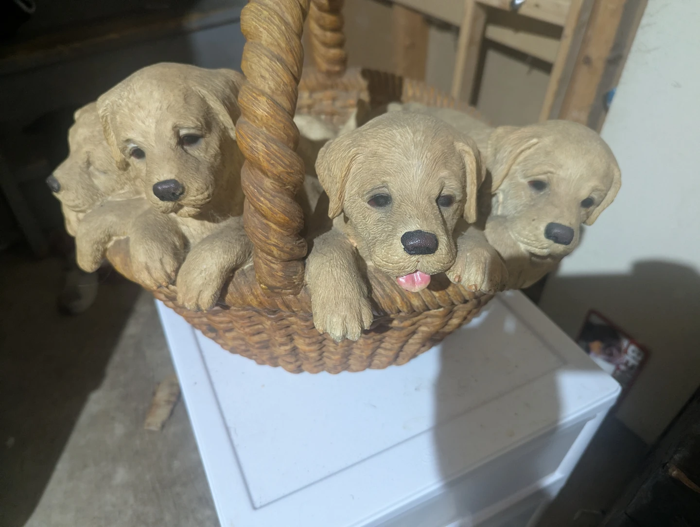 Puppies in a Basket Figurine