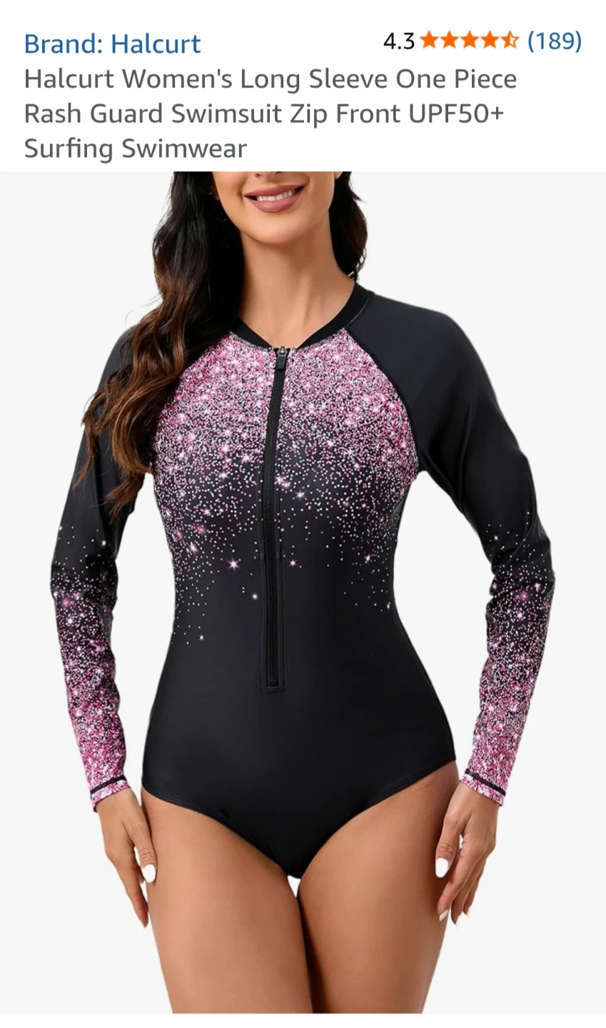 BNWT Women's Long Sleeve One Piece Swimsuit - Small