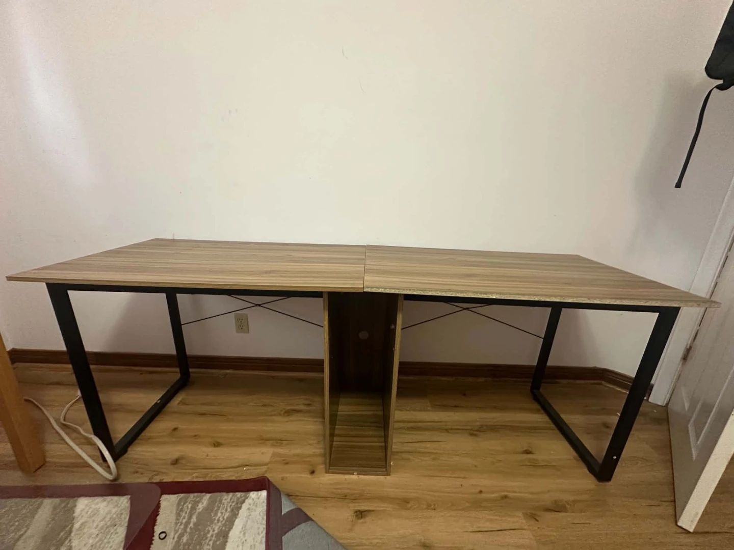 Wooden computer desk with metal legs