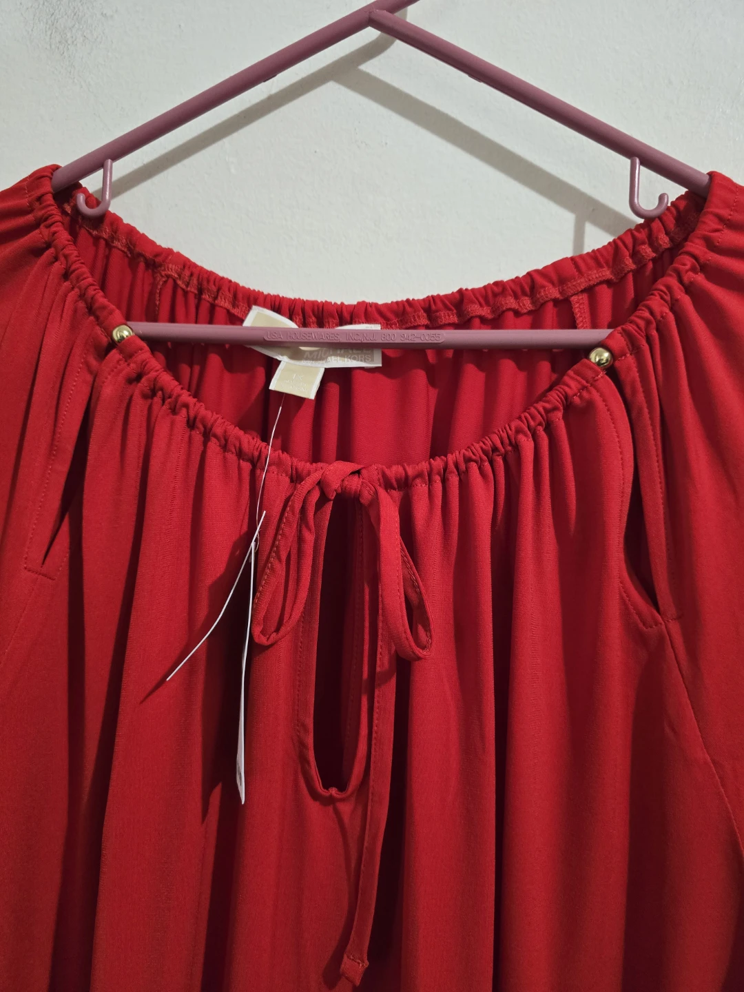 ​NWT MICHAEL Michael Kors Lacquer Red Keyhole Top Blouse - photo 2
