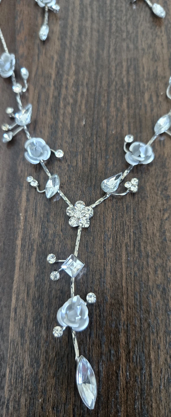 Silver Tone Floral Necklace and Earring Set - photo 2