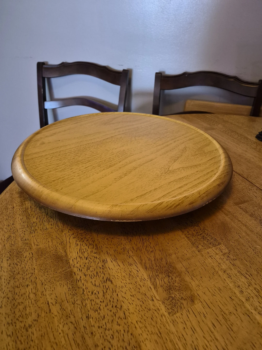 17" Round Wooden Older Lazy Susan - Great Shape -