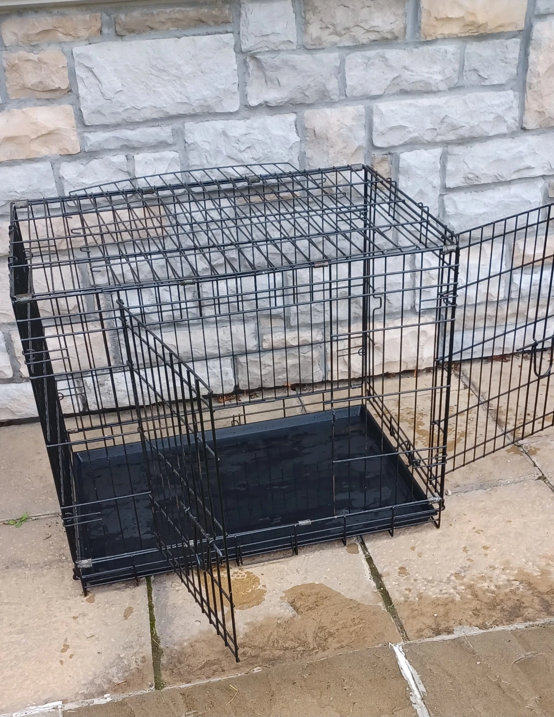 Black Wire Dog Crate with Tray Large Size - photo 2