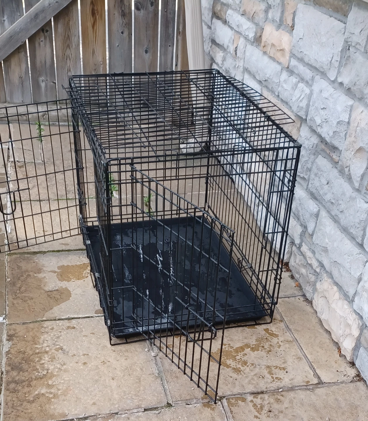 Black Wire Dog Crate with Tray Large Size - photo 3