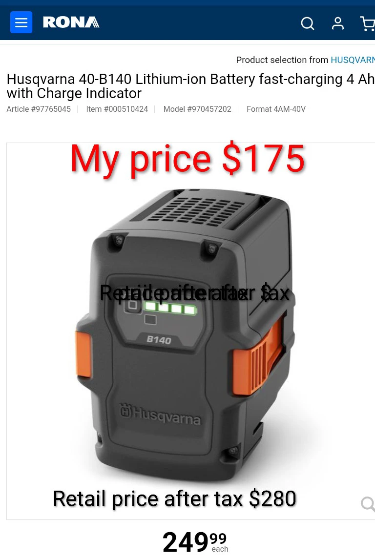 Husqvarna 40-B140 Rechargeable Li-ion Battery Pack - photo 2