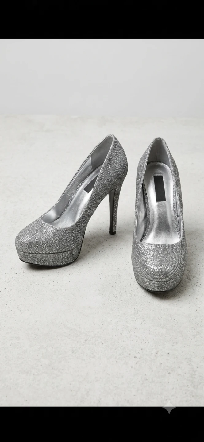 Sparkly Silver Platform Heels