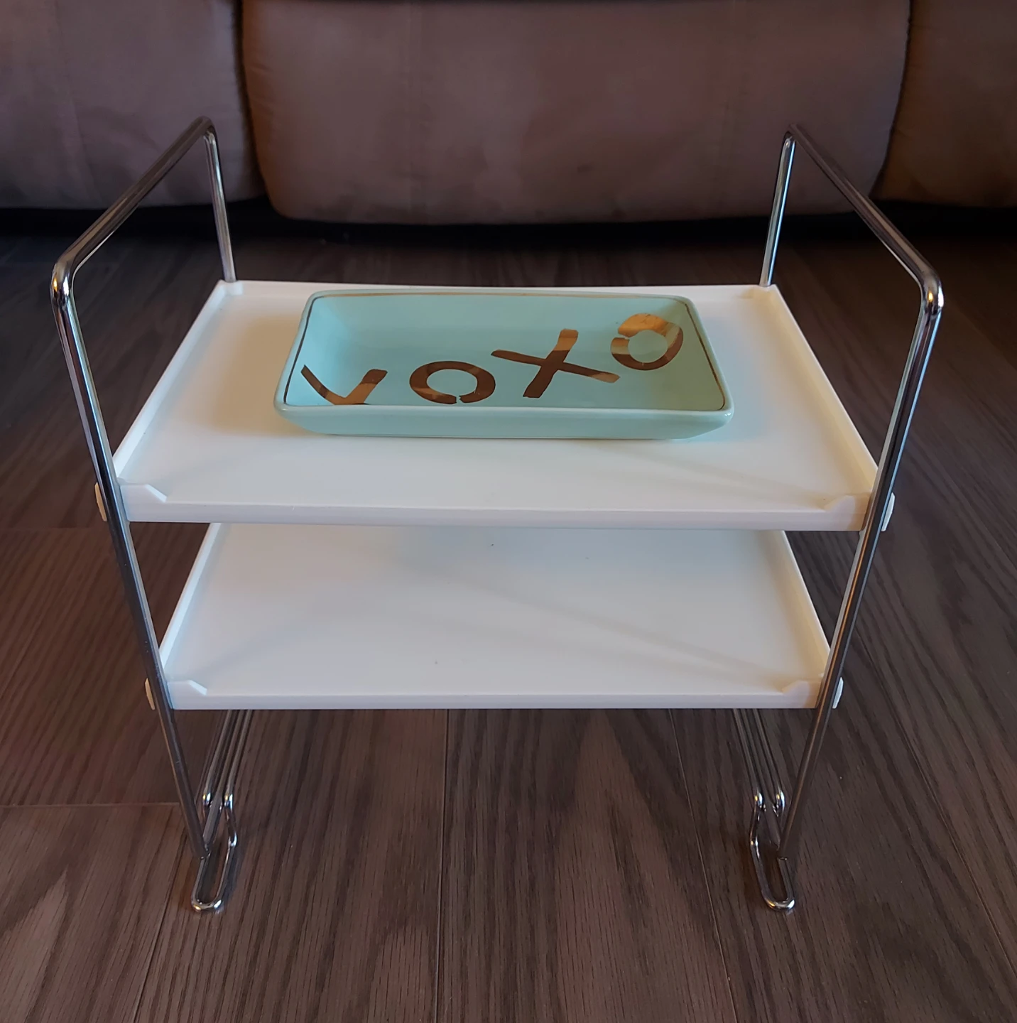 Two-Tier Shelf with Decorative Tray