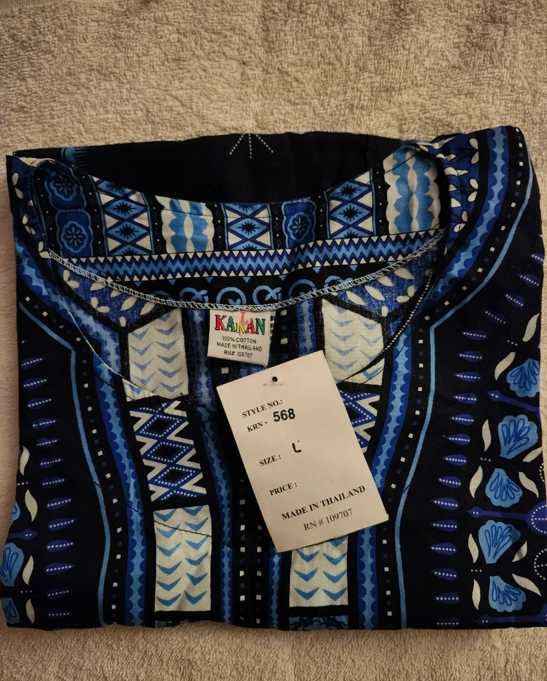 NEW Dashiki Shirt Top Black Blue white Small M 4 6 8 blouse ⚽️