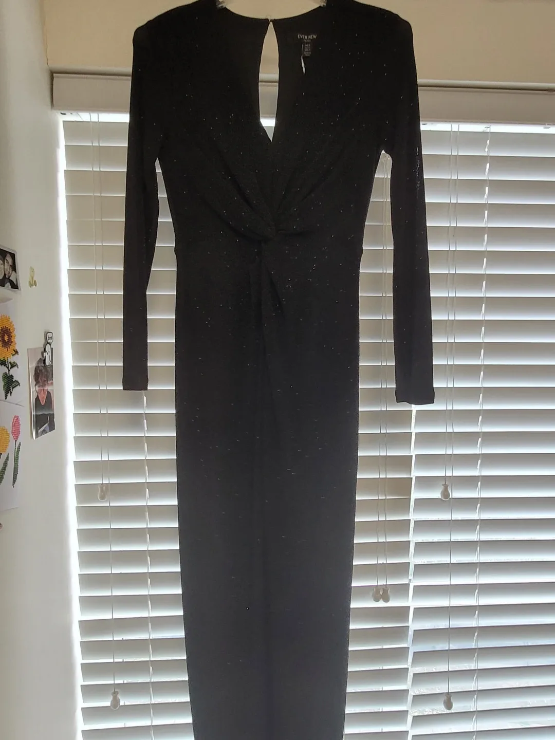 EVER NEW Black Sparkle Twist Front Dress