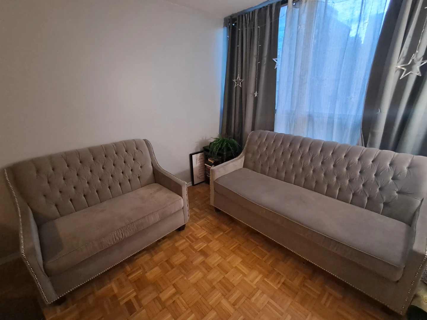 Gray Tufted Sofa Set – Couch + Loveseat!!!!!